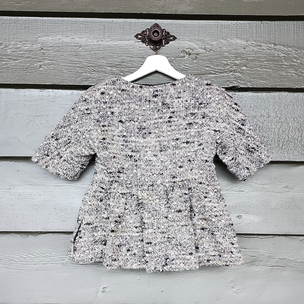 ANNA SUI Tweed Rosette Embellished Peplum Jacket sz 4 Women's - Picture 3 of 8